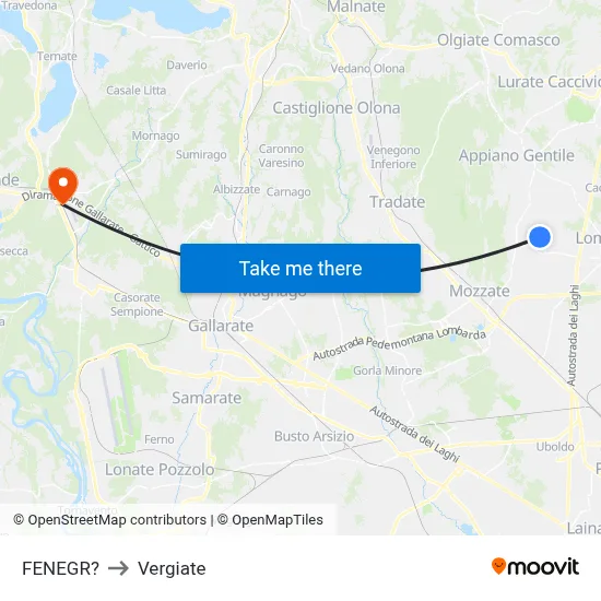 Fenegro to Vergiate map