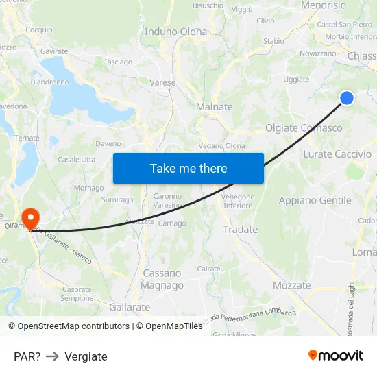 Parre to Vergiate map