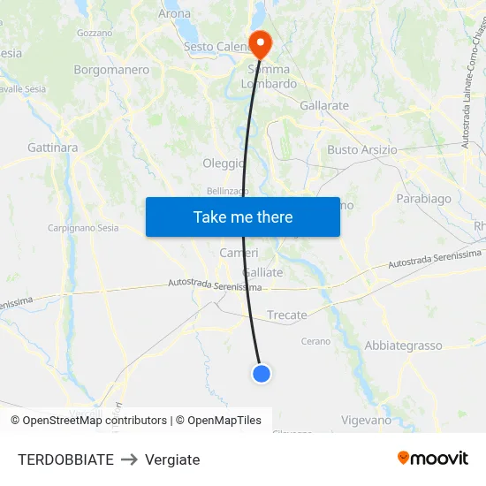 TERDOBBIATE to Vergiate map