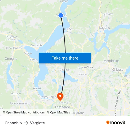 Cannobio to Vergiate map