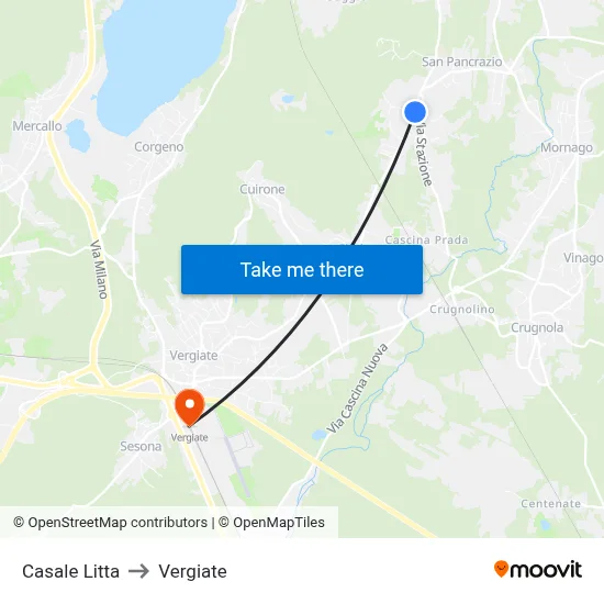 Casale Litta to Vergiate map