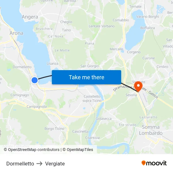 Dormelletto to Vergiate map
