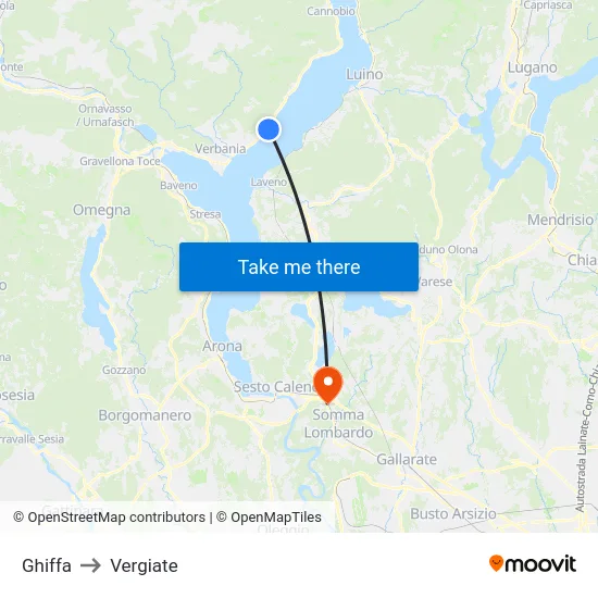 Ghiffa to Vergiate map