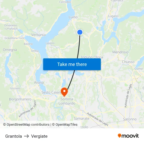 Grantola to Vergiate map