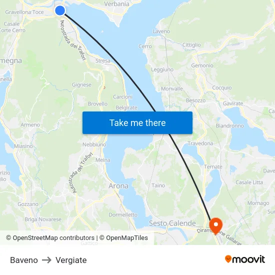 Baveno to Vergiate map