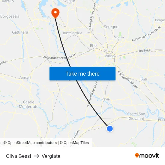 Oliva Gessi to Vergiate map