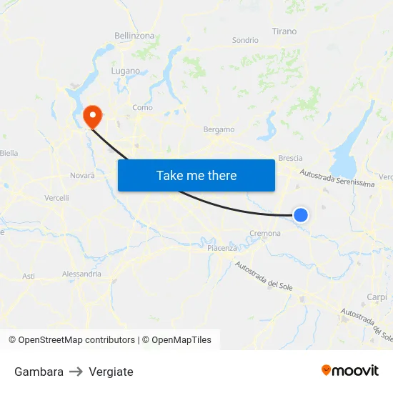 Gambara to Vergiate map