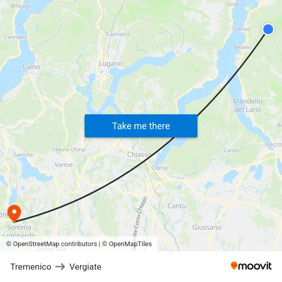 Tremenico to Vergiate map