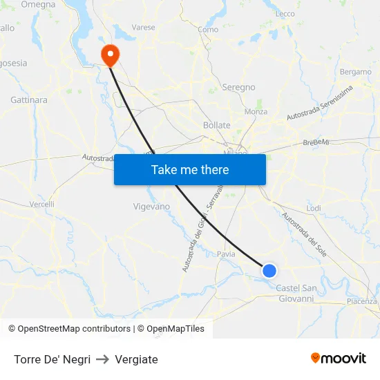 Torre De' Negri to Vergiate map