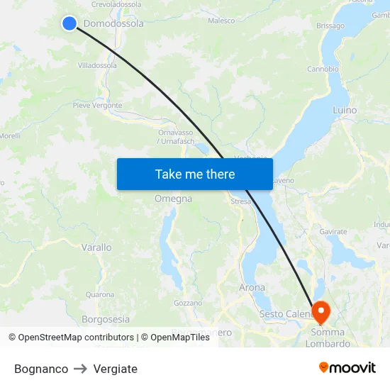 Bognanco to Vergiate map