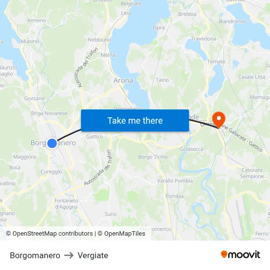 Borgomanero to Vergiate map