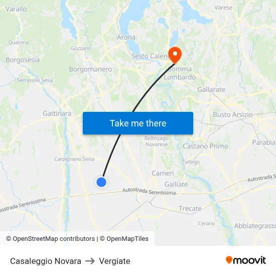 Casaleggio Novara to Vergiate map