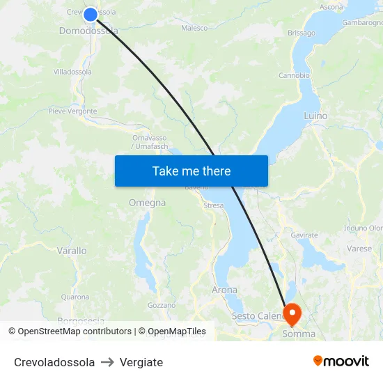 Crevoladossola to Vergiate map