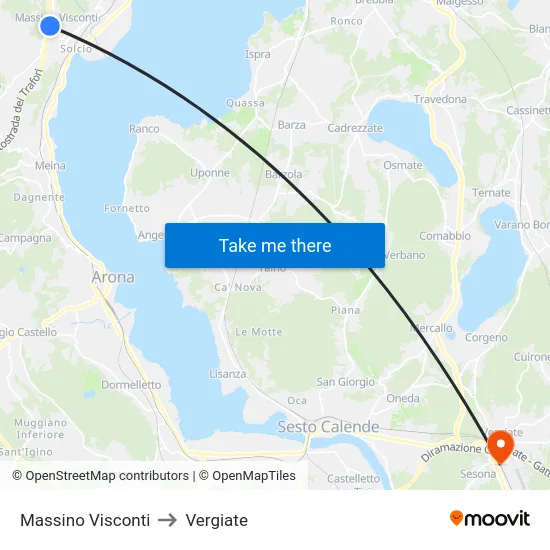Massino Visconti to Vergiate map
