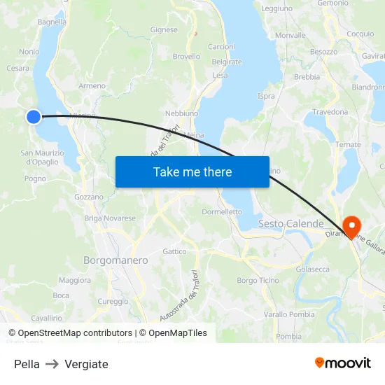 Pella to Vergiate map