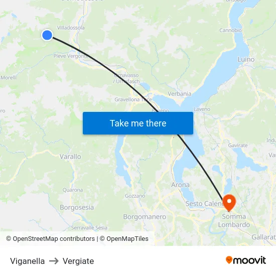Viganella to Vergiate map