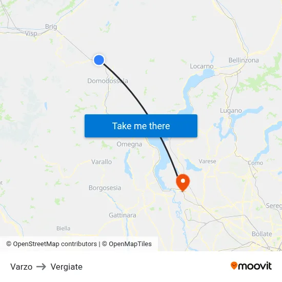 Varzo to Vergiate map