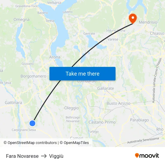 Fara Novarese to Viggiù map
