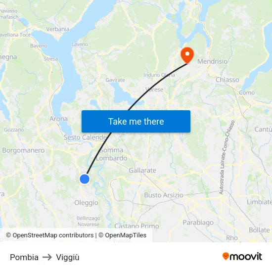Pombia to Viggiù map