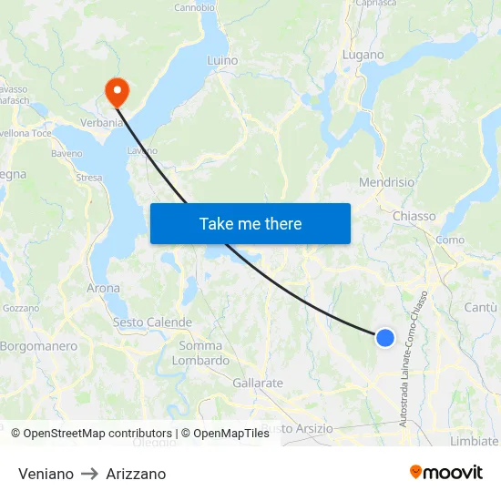 Veniano to Arizzano map