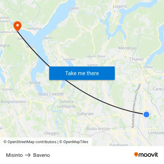 Misinto to Baveno map