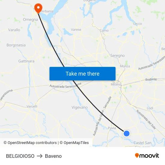 BELGIOIOSO to Baveno map