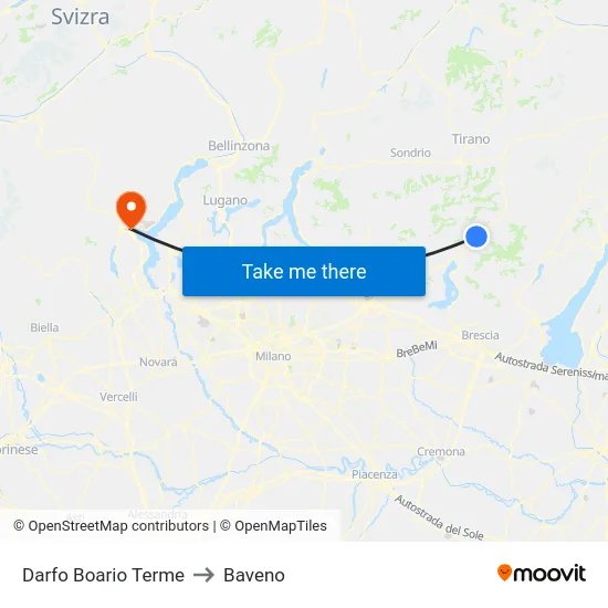 Darfo Boario Terme to Baveno map