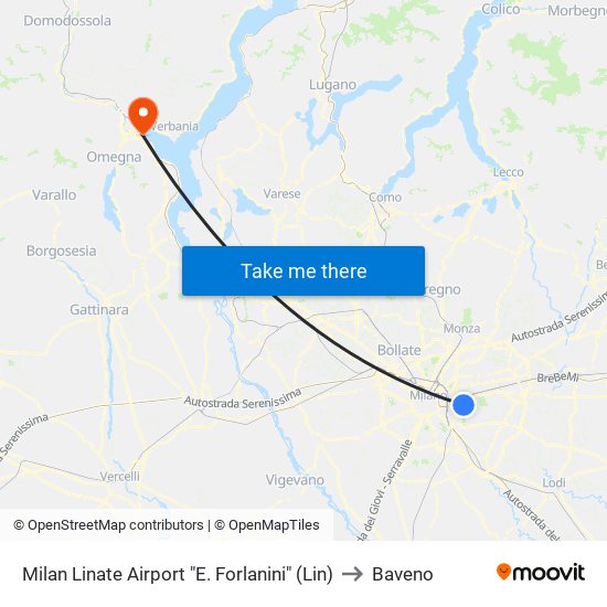 Milan Linate Airport "E. Forlanini" (Lin) to Baveno map