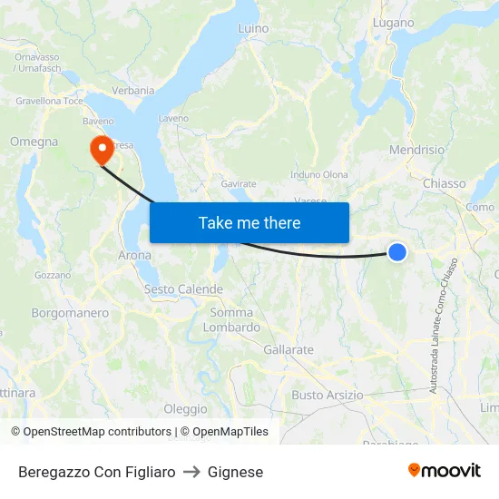 Beregazzo con Figliaro to Gignese map