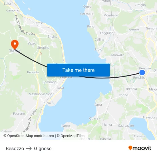 Besozzo to Gignese map