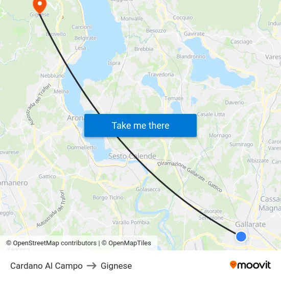 Cardano al Campo to Gignese map