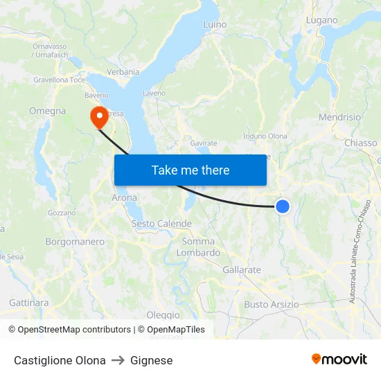 Castiglione Olona to Gignese map