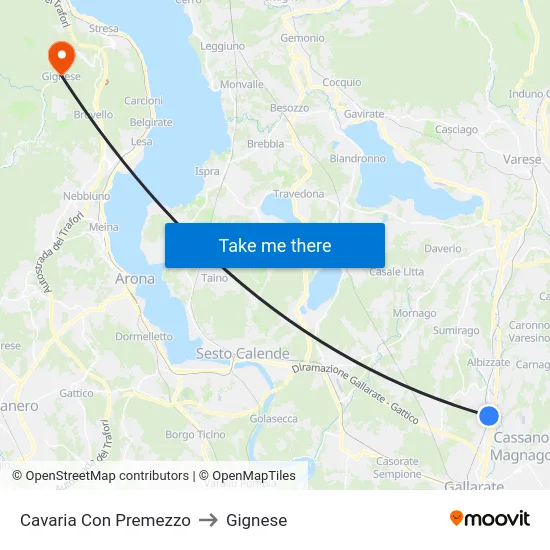 Cavaria con Premezzo to Gignese map