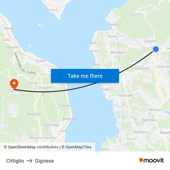 Cittiglio to Gignese map