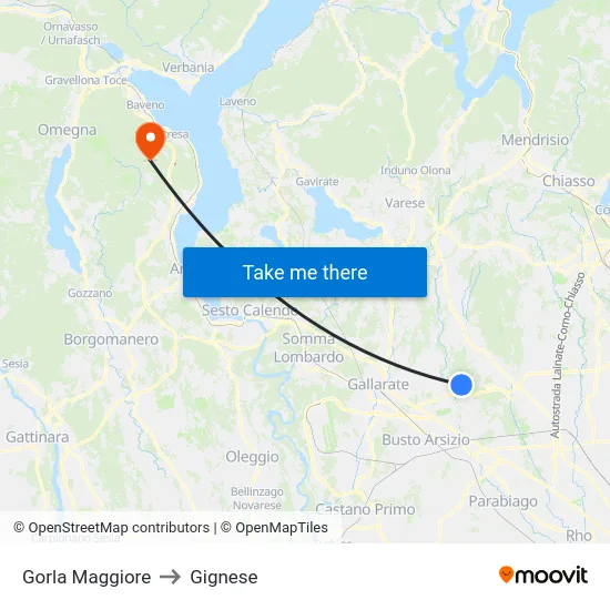 Gorla Maggiore to Gignese map