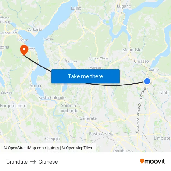 Grandate to Gignese map