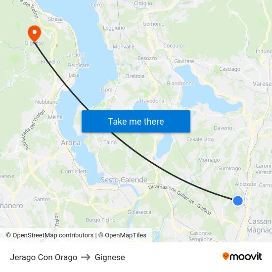 Jerago con Orago to Gignese map
