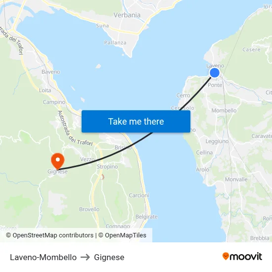 Laveno-Mombello to Gignese map