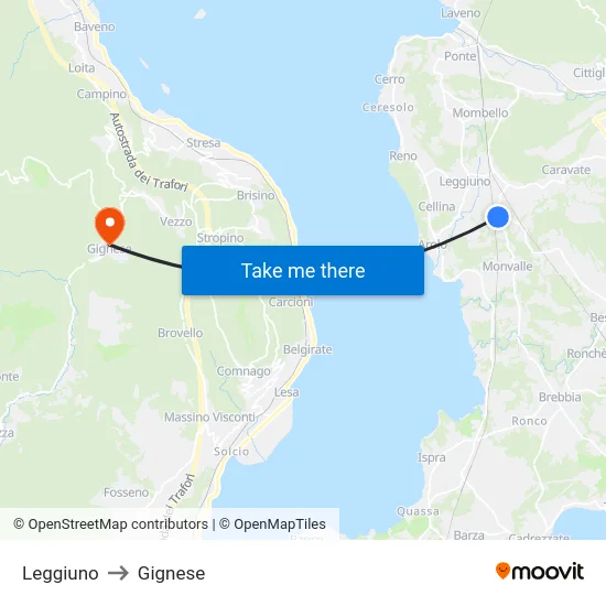 Leggiuno to Gignese map