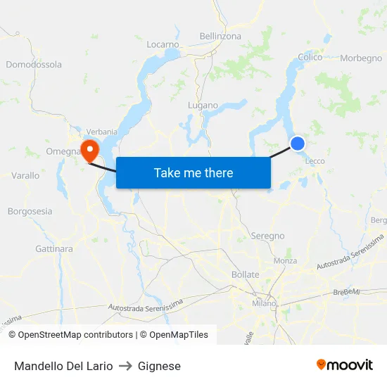 Mandello Del Lario to Gignese map