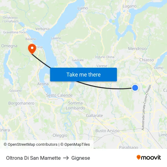 Oltrona Di San Mamette to Gignese map