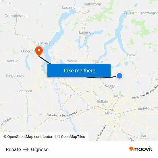 Renate to Gignese map