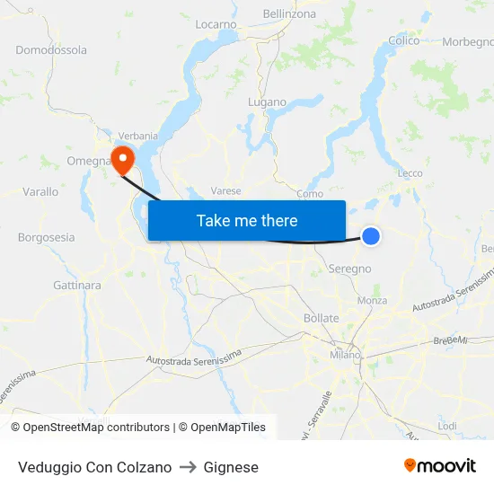 Veduggio Con Colzano to Gignese map