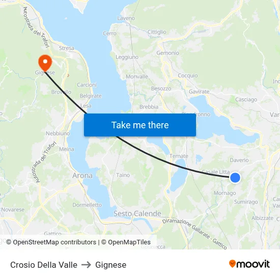 Crosio Della Valle to Gignese map