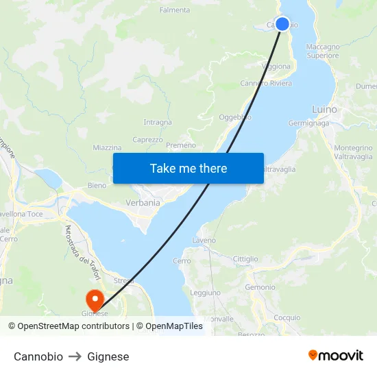 Cannobio to Gignese map