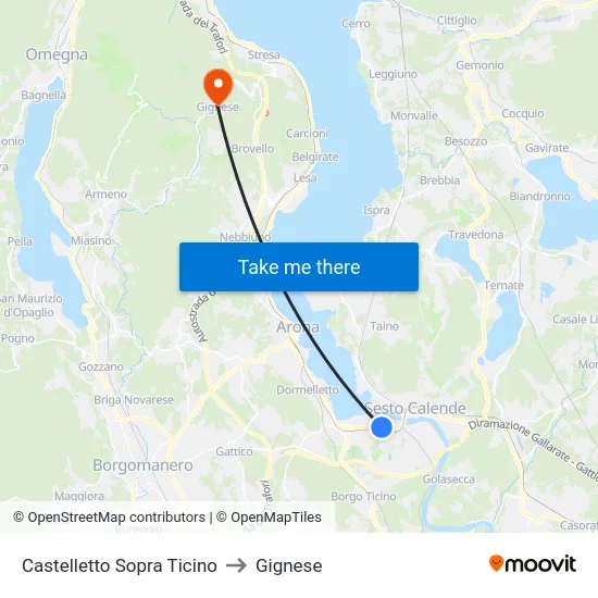 Castelletto Sopra Ticino to Gignese map
