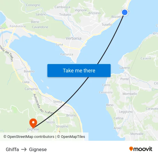 Ghiffa to Gignese map