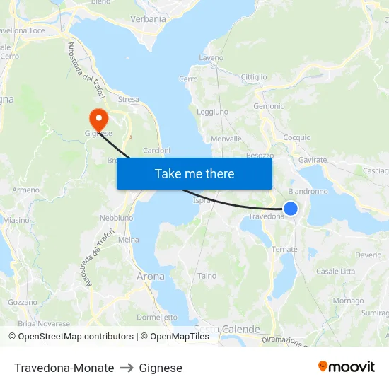 Travedona-Monate to Gignese map