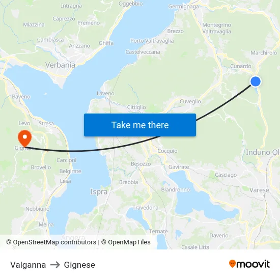 Valganna to Gignese map