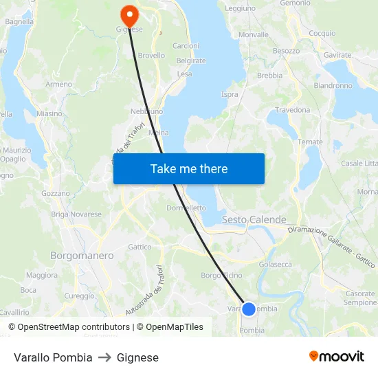 Varallo Pombia to Gignese map